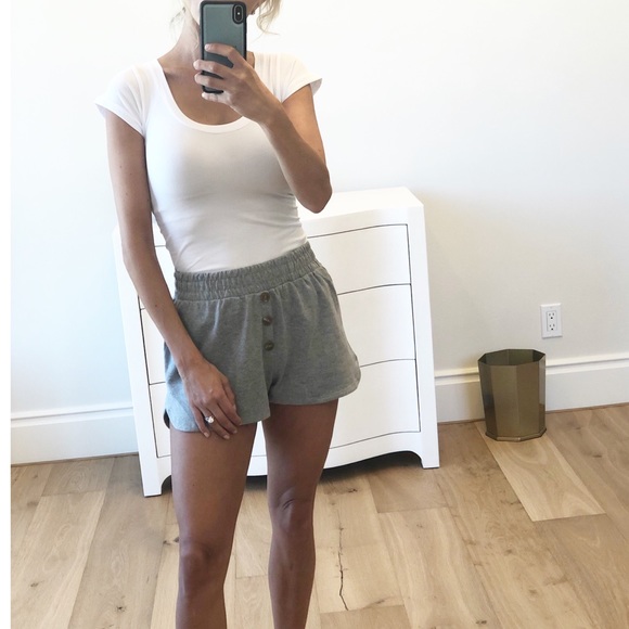 TOLEDO Gray Button Lounge Shorts - Picture 2 of 5